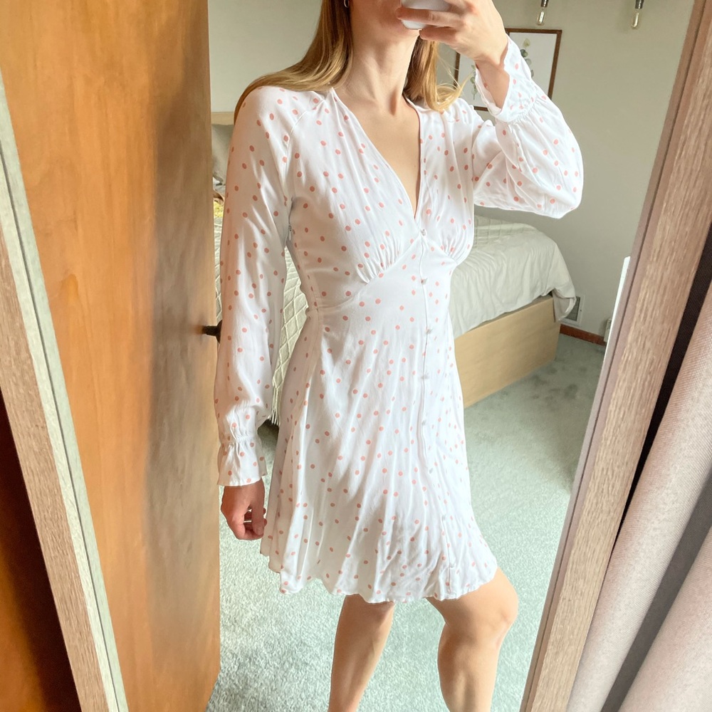 Wednesday girl button down polka dot dress